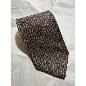 GUCCI Men's Brown 100% Silk Geometric Pattern Tie Made in Italy 58"x3.75"